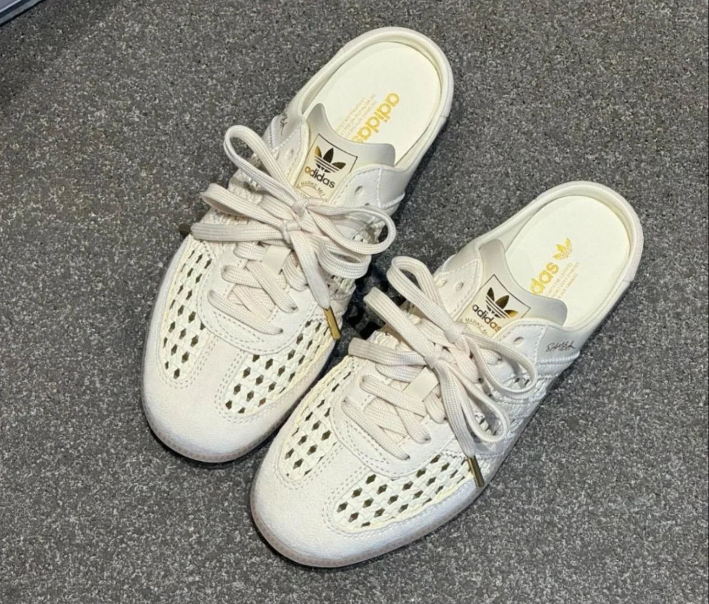 Samba Mule Woven Crew White