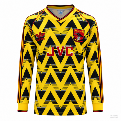 Retro 91-93 Arsenal Away Yellow Long Sleeve Jersey