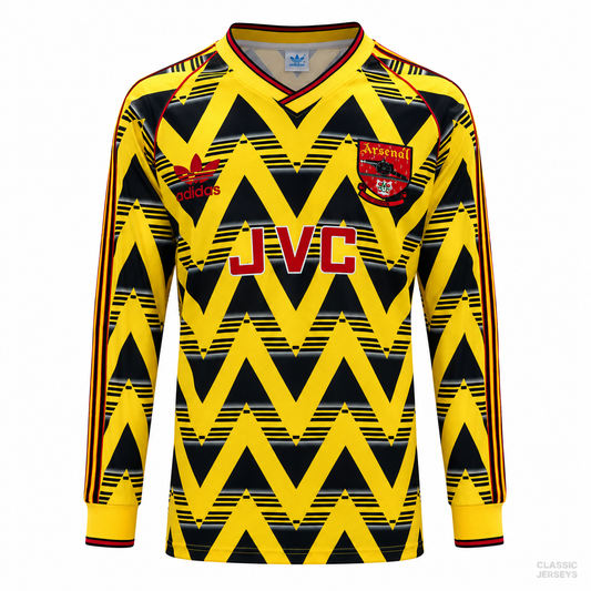 Retro 91-93 Arsenal Away Yellow Long Sleeve Jersey