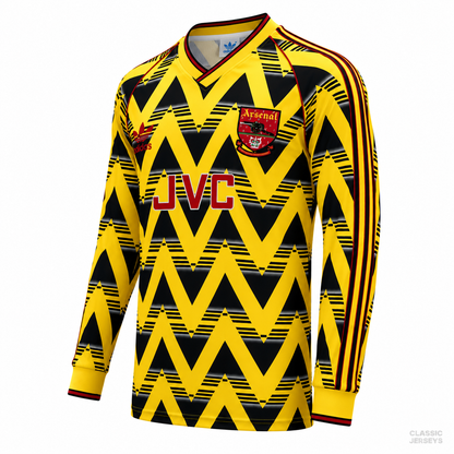 Retro 91-93 Arsenal Away Yellow Long Sleeve Jersey