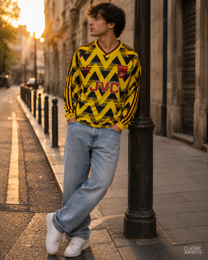 Retro 91-93 Arsenal Away Yellow Long Sleeve Jersey