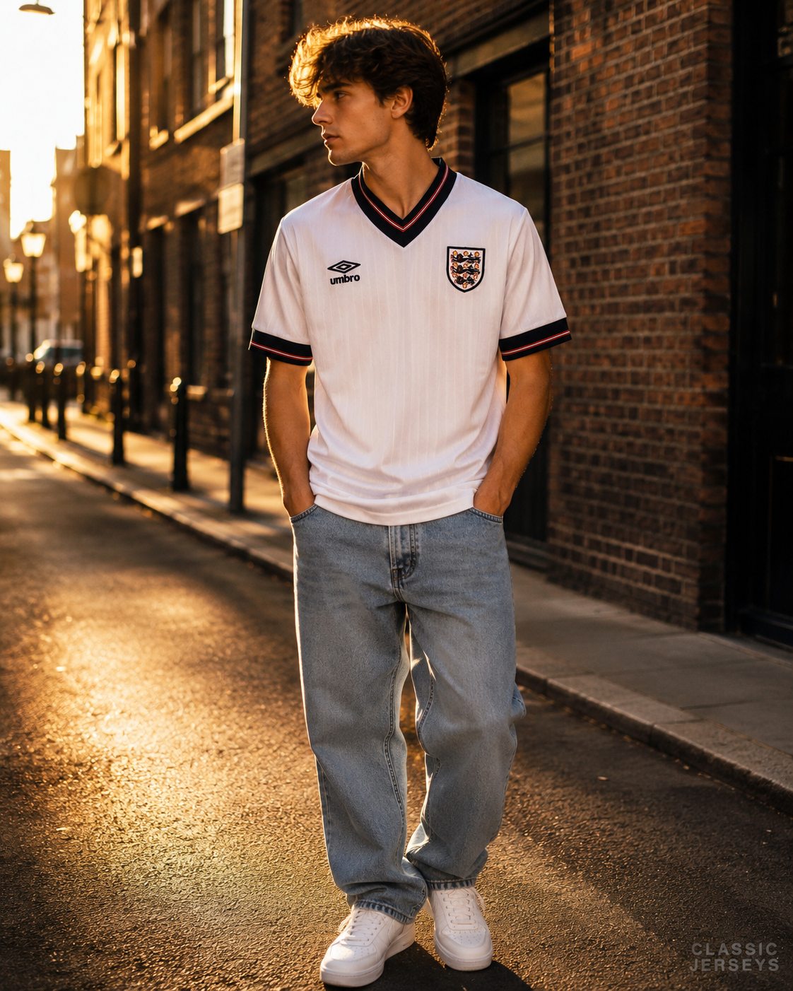 Retro 84-87 England home Soccer Jersey