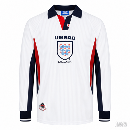 Retro Long Sleeve 1998 England home Soccer Jersey