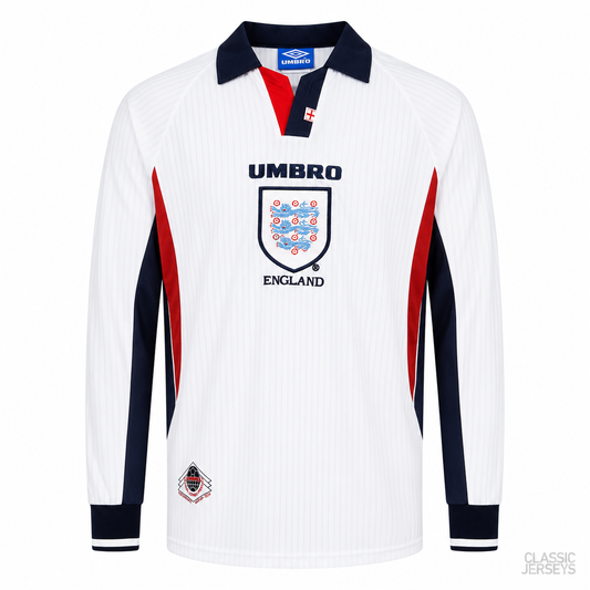 Retro Long Sleeve 1998 England home Soccer Jersey